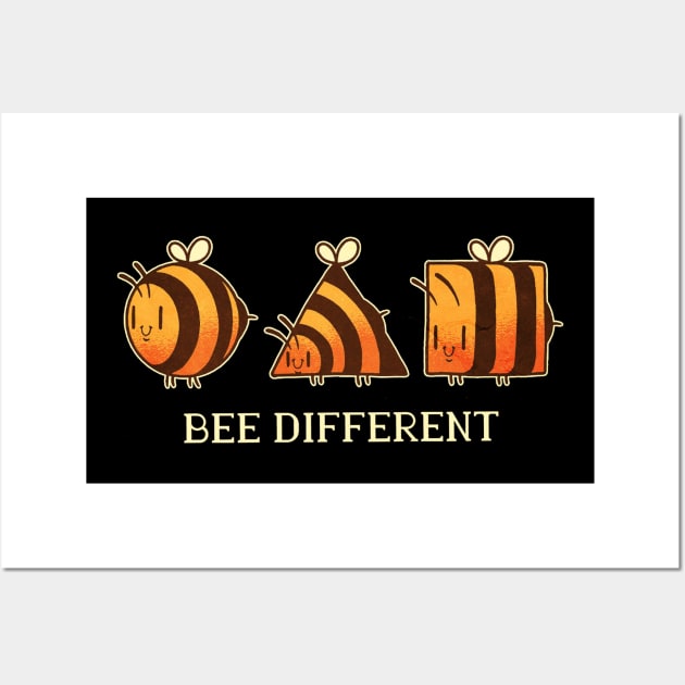 Bee Different Funny Bees Artwork with Quote Wall Art by Artistic muss